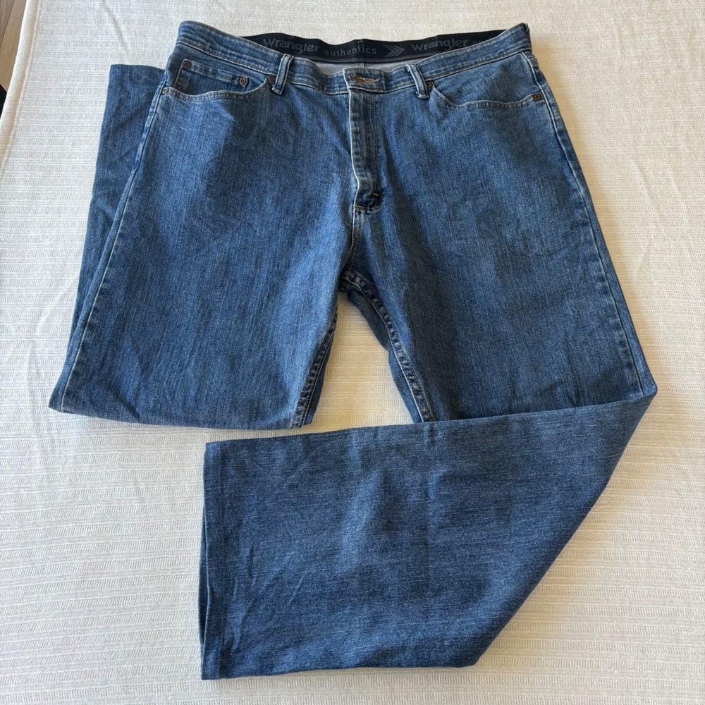 Wrangler Authentics Mens Comfort Flex Waist Straight Leg Jeans Blue 36x32